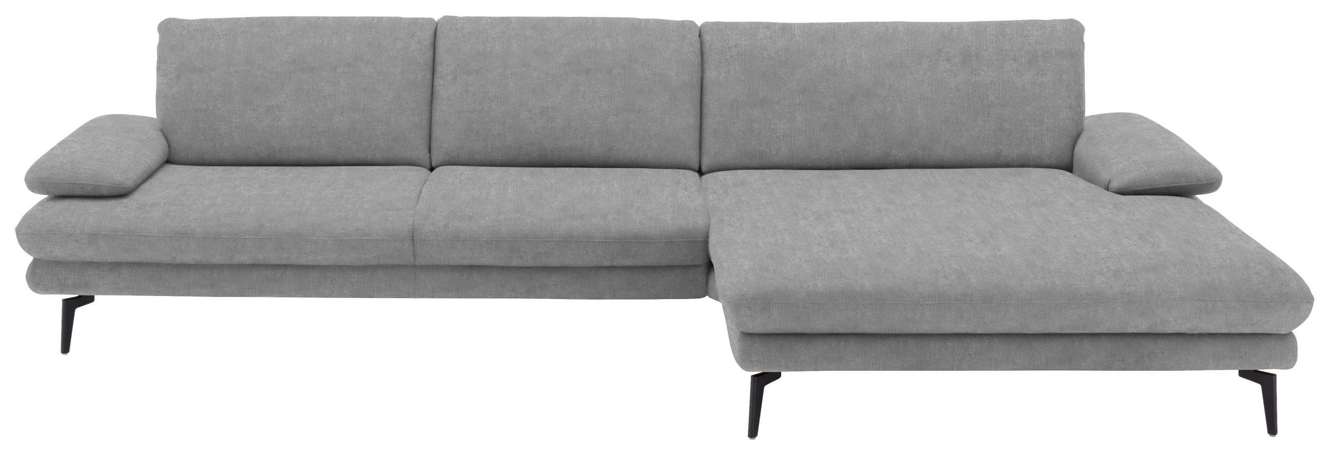 ECKSOFA in Velours Hellgrau - Hellgrau/Schwarz, Design, Textil/Metall (310/180cm) - Dieter Knoll