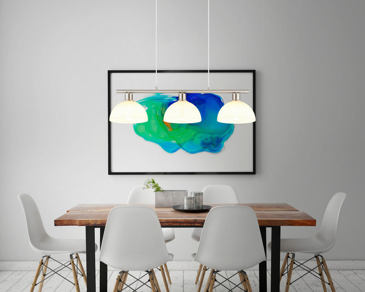 HÄNGELEUCHTE 77/20/120 cm  - Opal/Schwarz, Design, Glas/Kunststoff (77/20/120cm) - Globo