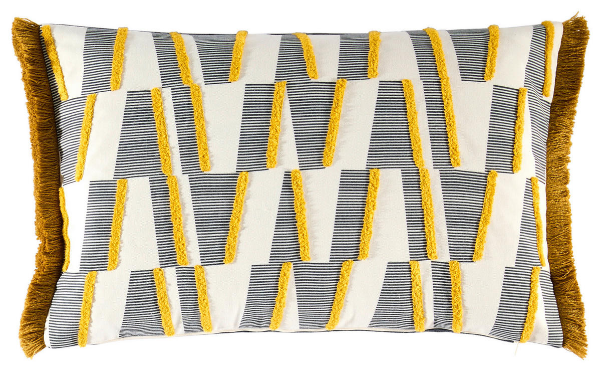 KISSENHÜLLE SW-Favour gelb  - Cognac/Anthrazit, Design, Kunststoff/Textil (58/38cm) - Schöner Wohnen