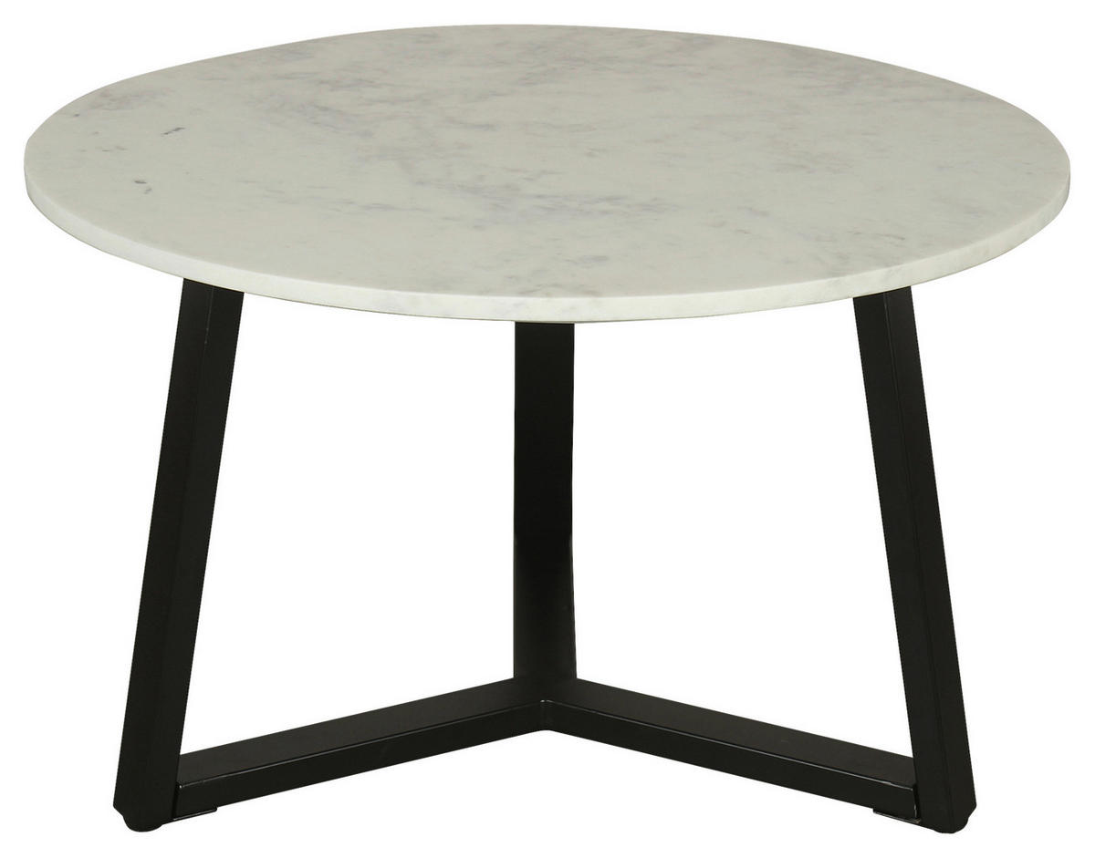 COUCHTISCH rund Schwarz, Weiß  - Schwarz/Weiß, Design, Stein/Metall (75/46/75cm) - MID.YOU