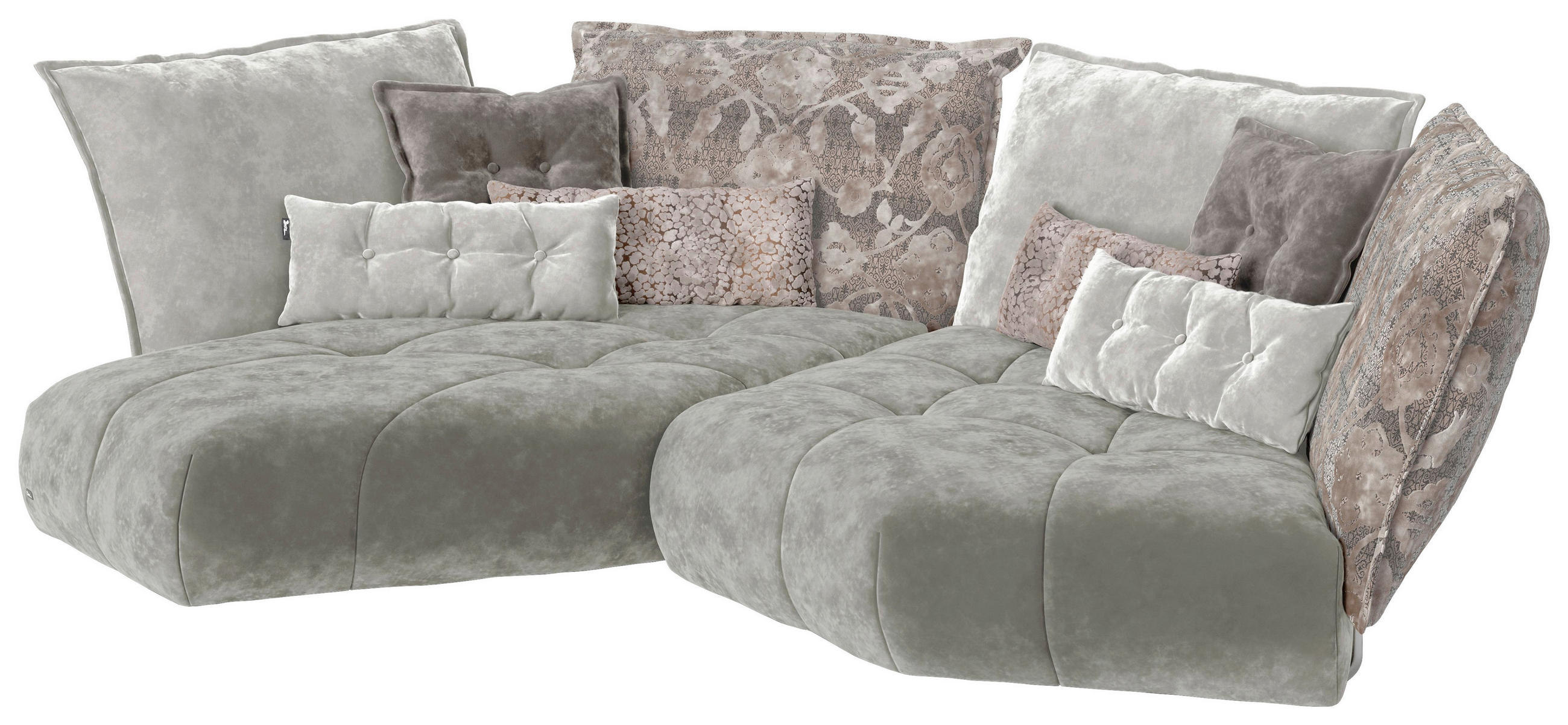 ECKSOFA in Velours Grau, Greige  216/330 cm  - Greige/Grau, Trend, Textil (216/330cm) - Bretz