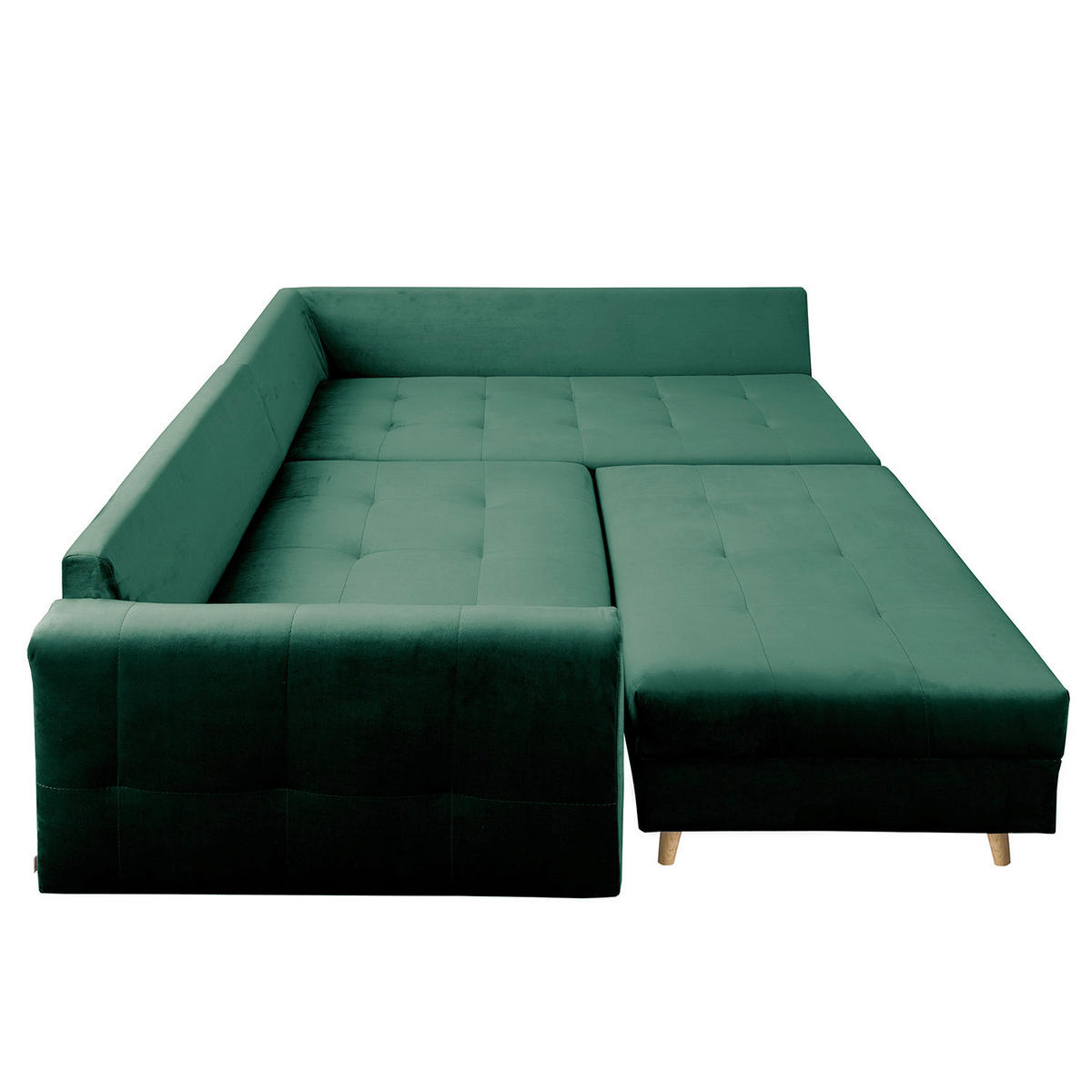 ECKSOFA inkl. Hocker Ariella in Samt Grün  231/161 cm  - Naturfarben/Grün, Design, Holz/Textil (231/161cm) - Livetastic