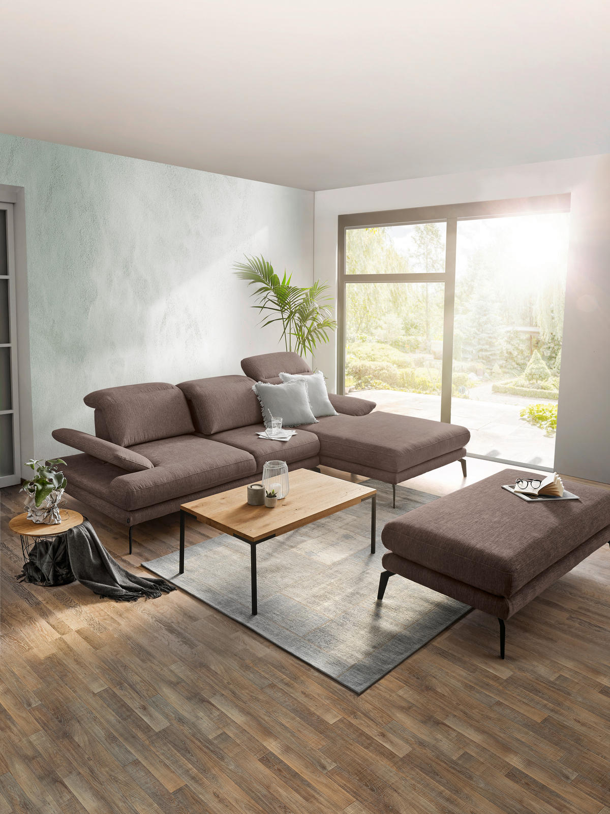HÖRNSOFFA i vävt tyg hasselnötsfärgad  - hasselnötsfärgad/svart, Design, metall/textil (289/180cm) - MID.YOU