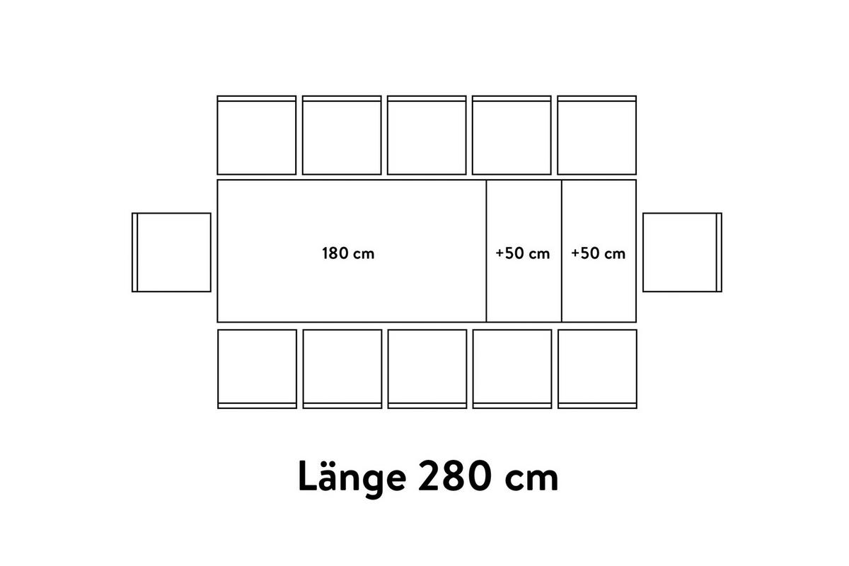 ESSTISCH in Metall, Holzwerkstoff 180-280/95/76 cm  - Eichefarben, Basics, Holzwerkstoff/Metall (180-280/95/76cm) - Celina Home