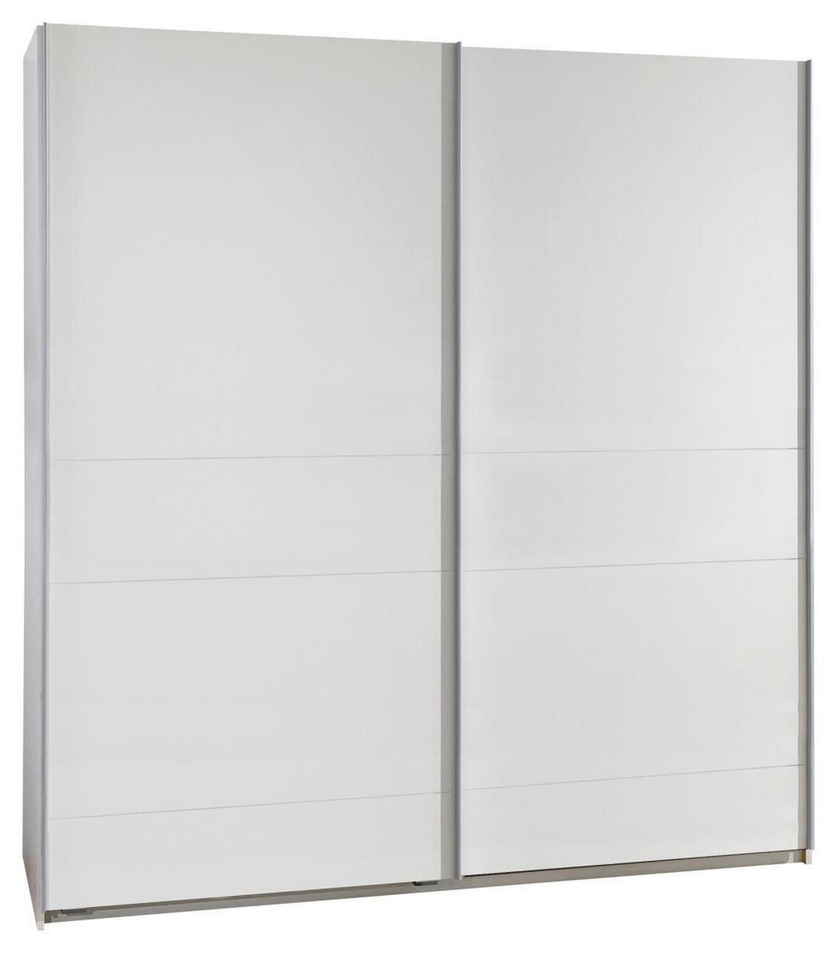 SCHWEBETÜRENSCHRANK 180/198/64 cm 2-türig Weiß  - Silberfarben/Weiß, Design, Holzwerkstoff/Metall (180/198/64cm) - MID.YOU