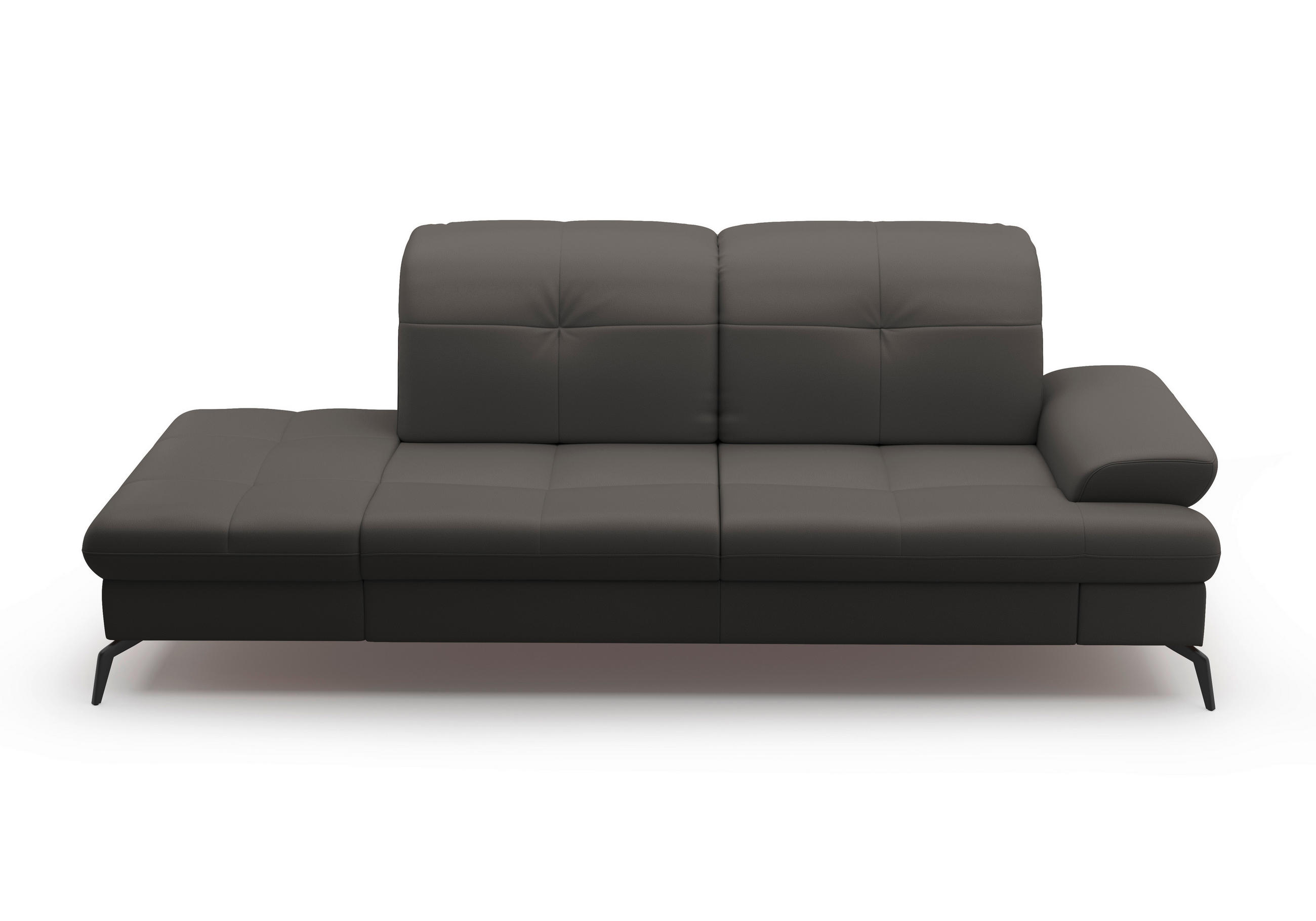 RÉCAMIERE in Echtleder Anthrazit  - Anthrazit/Schwarz, KONVENTIONELL, Leder/Metall (231/90/122cm) - Sit & More