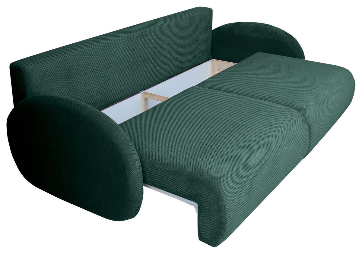 SCHLAFSOFA  mit Liegefunktion, Schlafen auf Sitzhöhe, Rücken echt Chenille Grün  - Schwarz/Grün, KONVENTIONELL, Kunststoff/Textil (222/90/100cm) - Carryhome