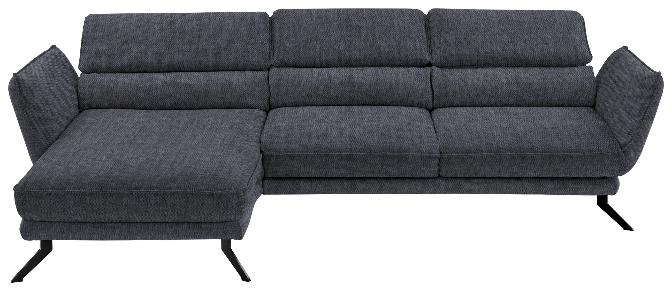 ECKSOFA in Velours Grau  - Schwarz/Grau, Design, Textil/Metall (153/283cm) - Valdera