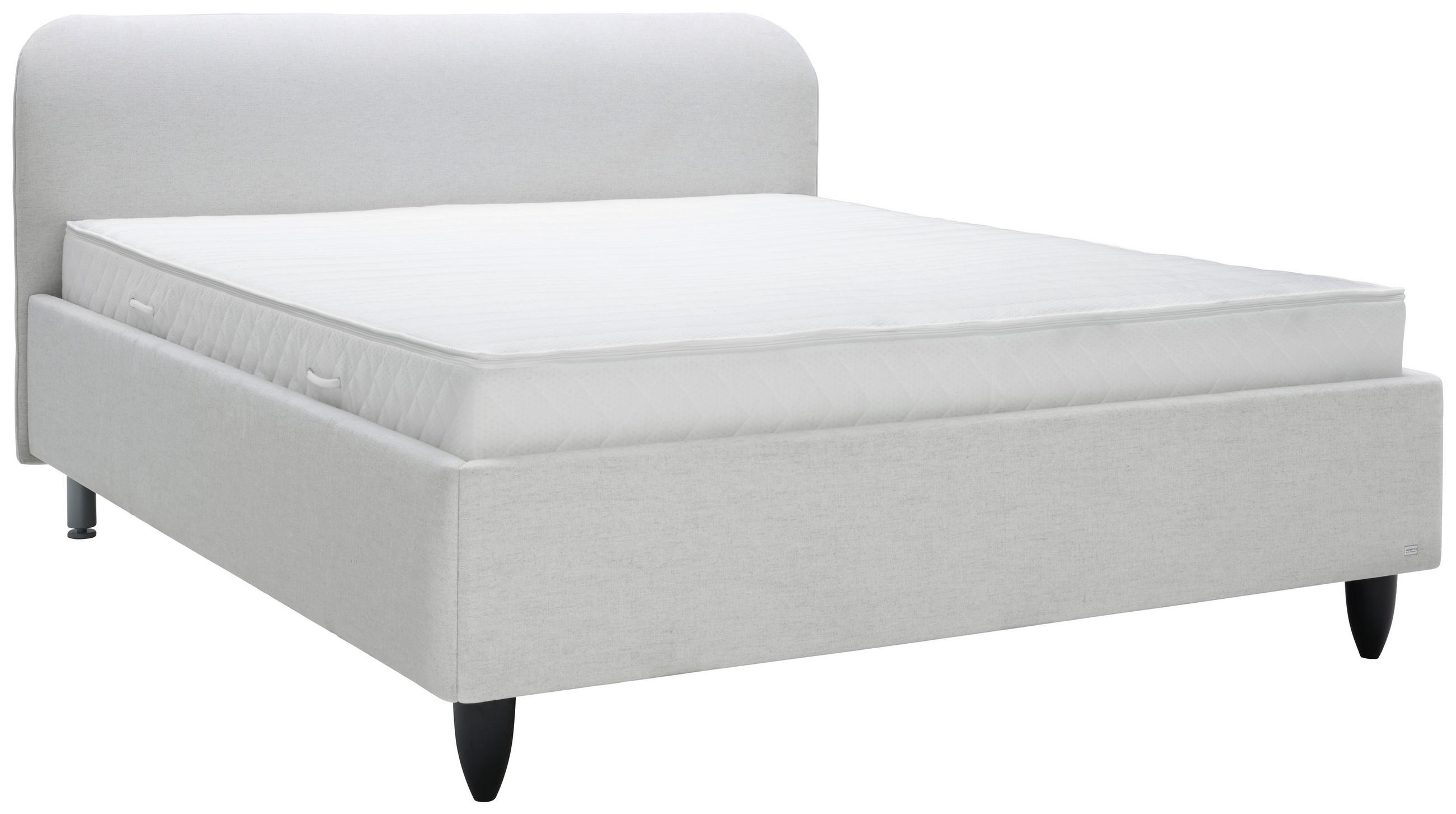 BOXSPRINGBETT 180/200 cm,  in Beige, Matratze, gepolstertes Kopfteil, Topper, unterschiedliche Matratzenhärtegrade je Bettseite, H2 + H3 = mittel + fest  - Beige/Schwarz, Design, Kunststoff/Textil (180/200cm) - RUF Betten