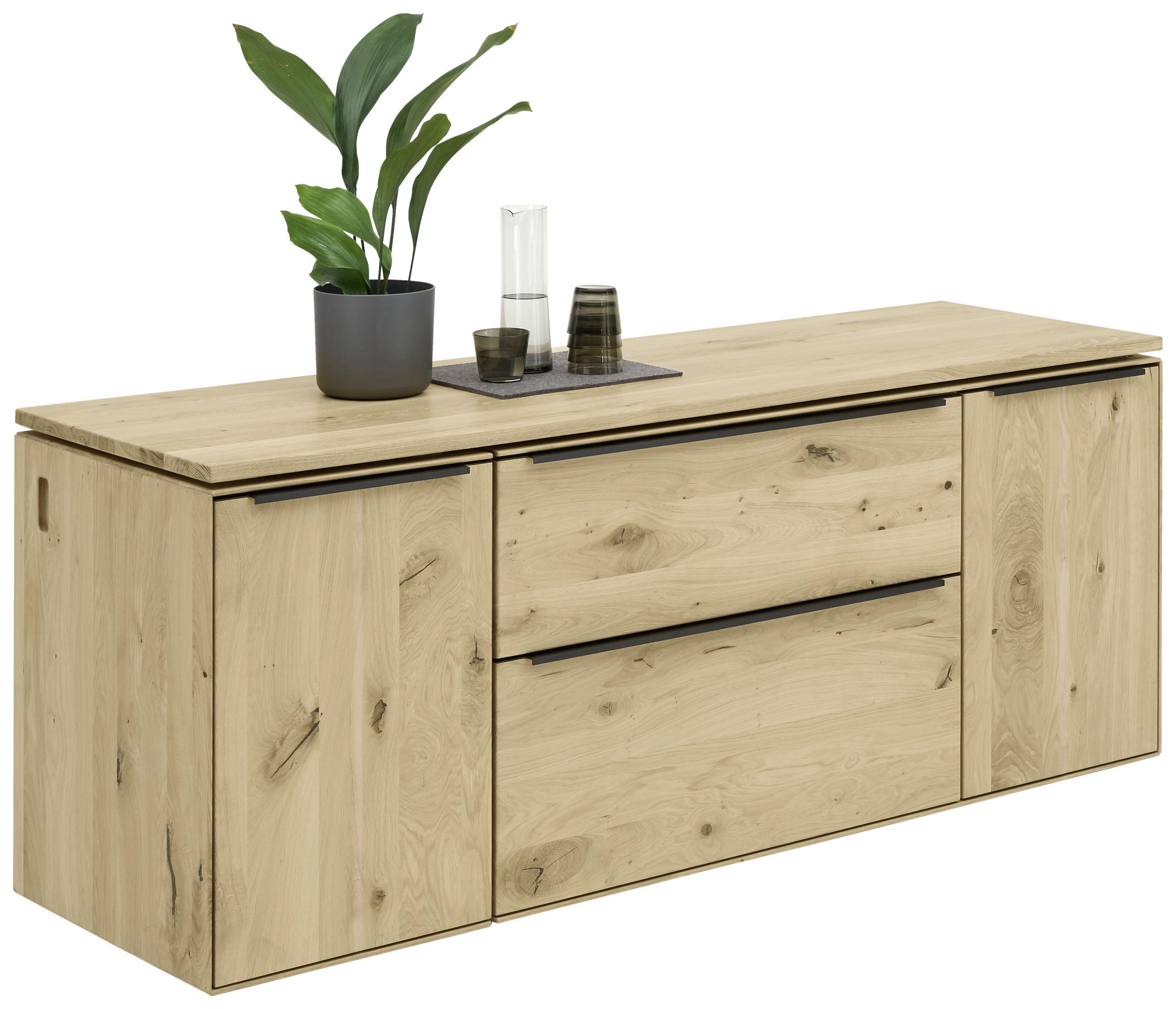 SIDEBOARD Eichefarben  182/76/60/228 cm  - Eichefarben/Anthrazit, Natur, Holz/Metall (182/76/60/228cm) - Valnatura