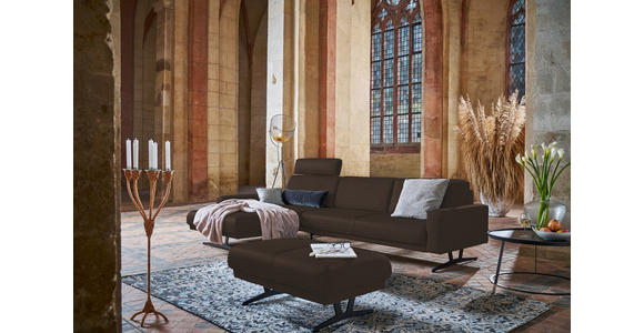 ECKSOFA in Echtleder Dunkelbraun  - Anthrazit/Dunkelbraun, KONVENTIONELL, Leder/Metall (182/324cm) - Ambiente