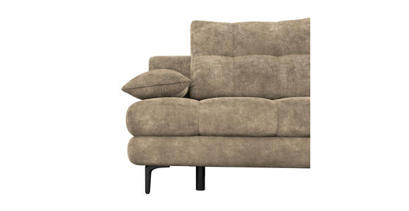 SCHLAFSOFA Chenille Hellbraun Rückenkissen, Armlehnenkissen, Bettkasten, Schlaffunktion, Rücken echt  - Hellbraun/Schwarz, KONVENTIONELL, Textil/Metall (203/94/96cm) - Carryhome