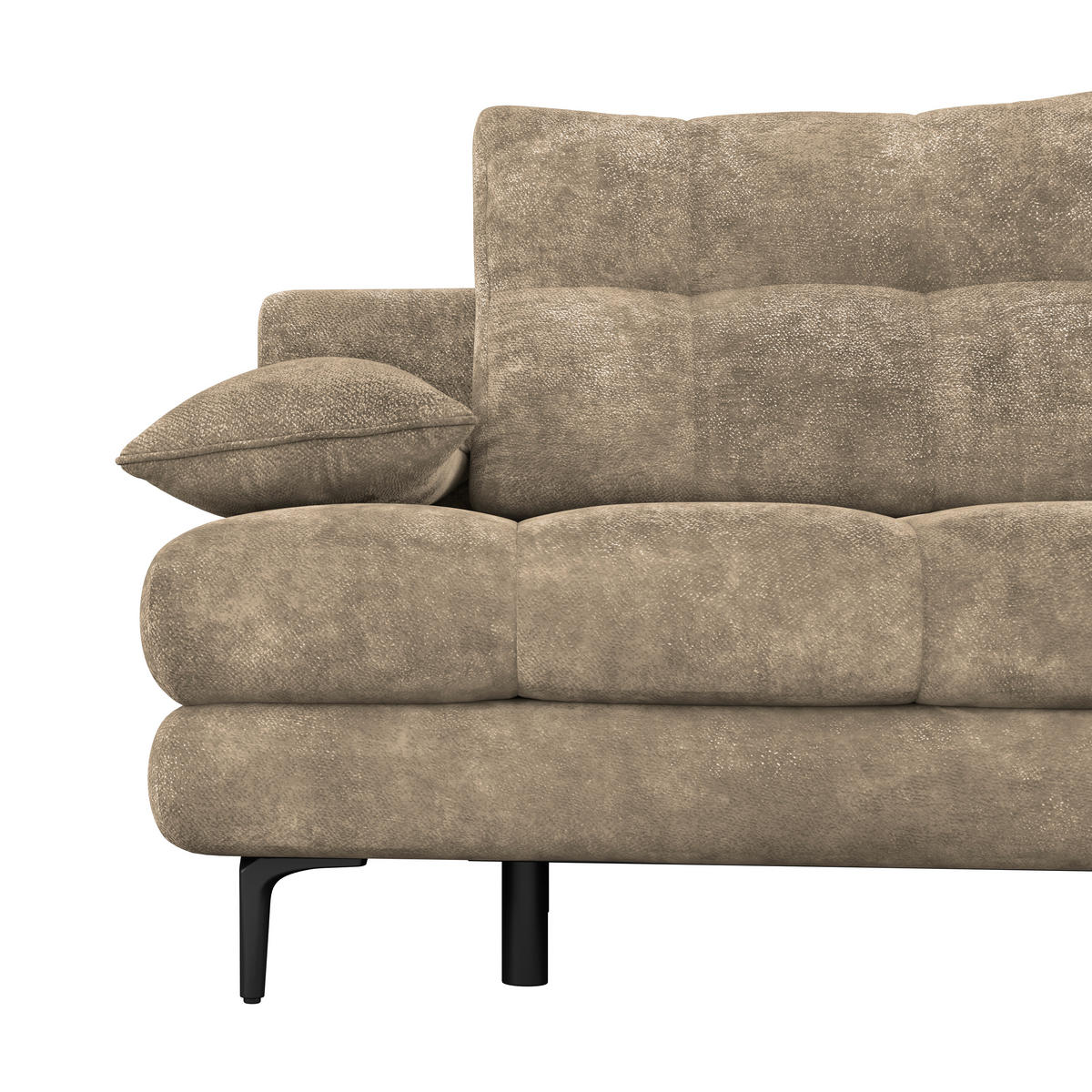 SCHLAFSOFA  mit Liegefunktion, Schlafen auf Sitzhöhe, Rücken echt Chenille Hellbraun  - Hellbraun/Schwarz, KONVENTIONELL, Textil/Metall (203/94/96cm) - Carryhome