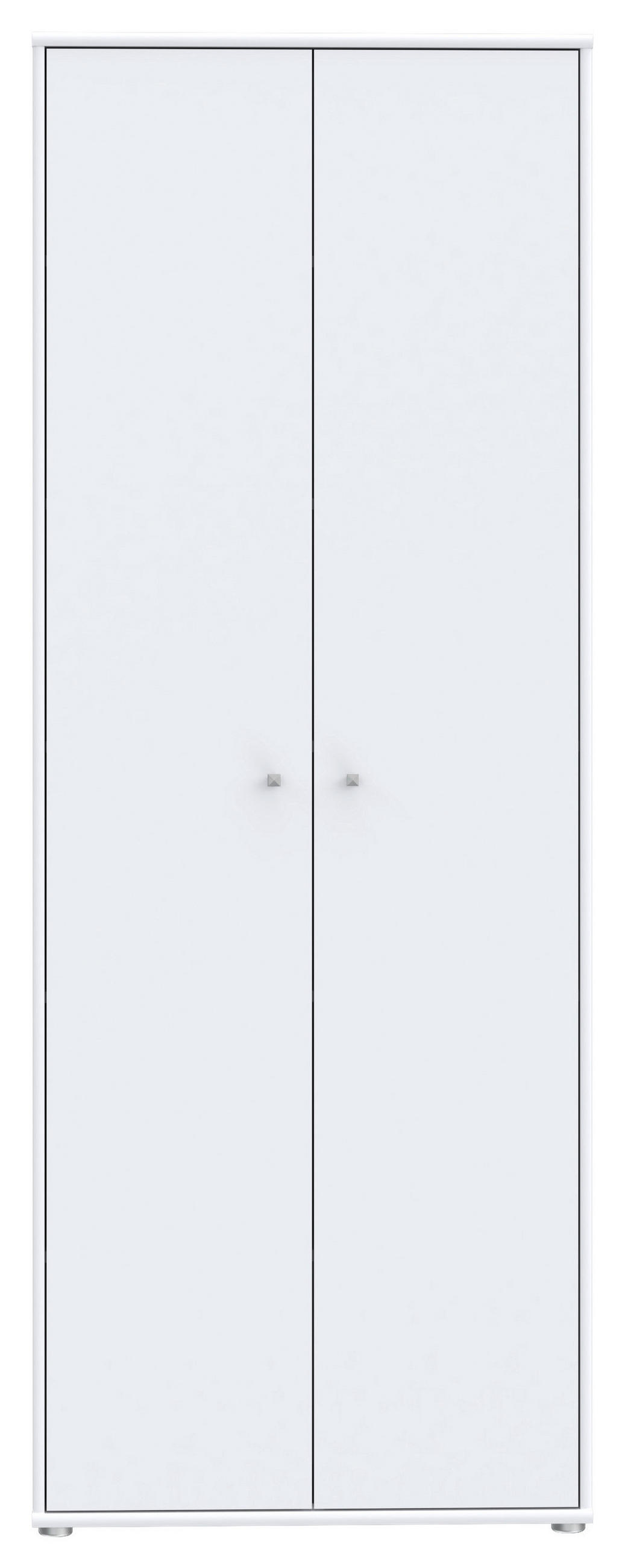 DREHTÜRENSCHRANK in Weiss  - Weiss/Alufarben, Design, Holzwerkstoff (73,7/197,5/34,8cm)