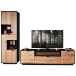 WOHNWAND  in Schwarz, Eichefarben  275/200/45 cm  - Eichefarben/Schwarz, Design, Glas/Holz (275/200/45cm) - Novel