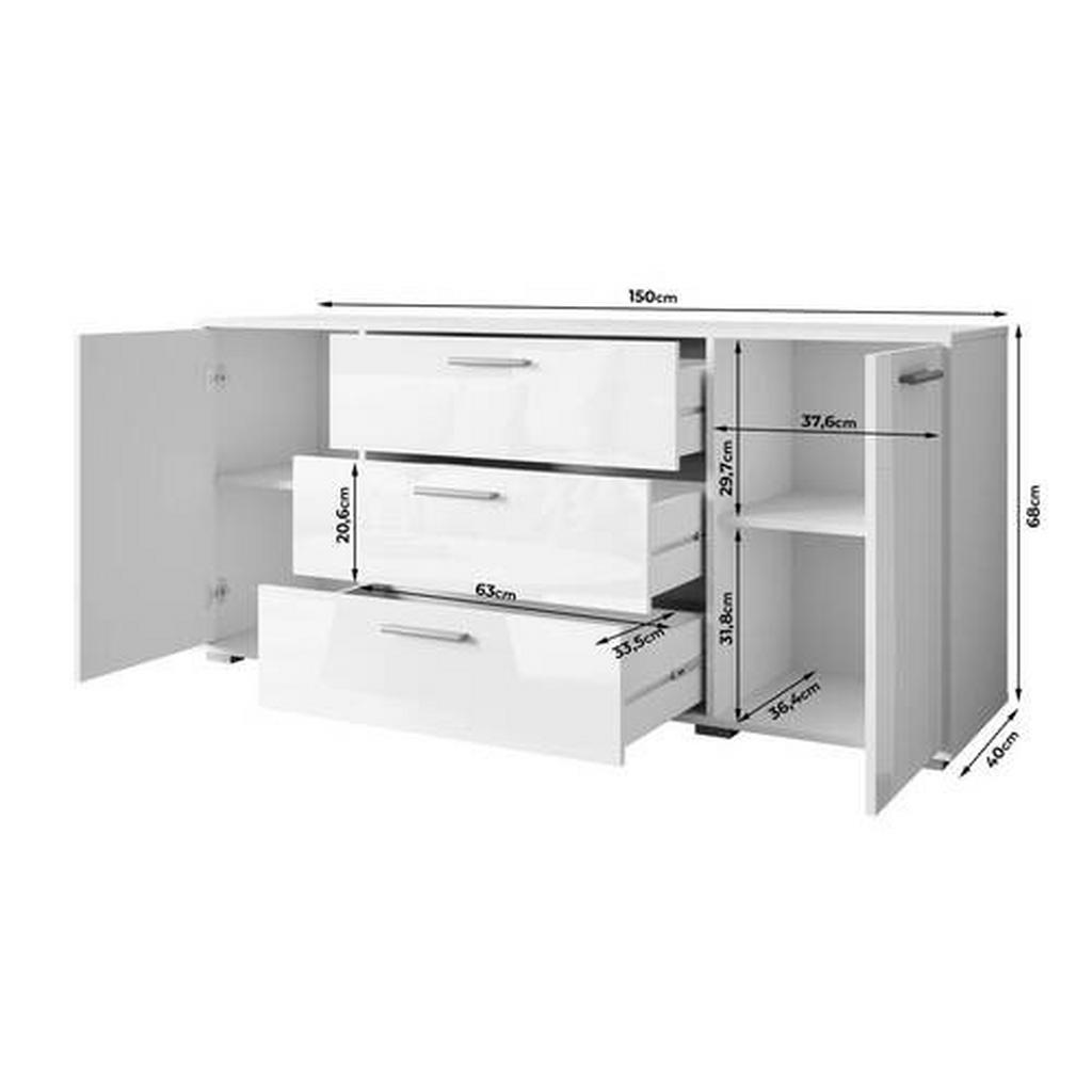 Thumbnail - Mid.you Sideboard Bogota, Eiche Wotan, Kunststoff, 4 Fächer, 3 Schubladen, 150x68x40 cm, Fsc, stehend, Wohnzimmer, Kommo...