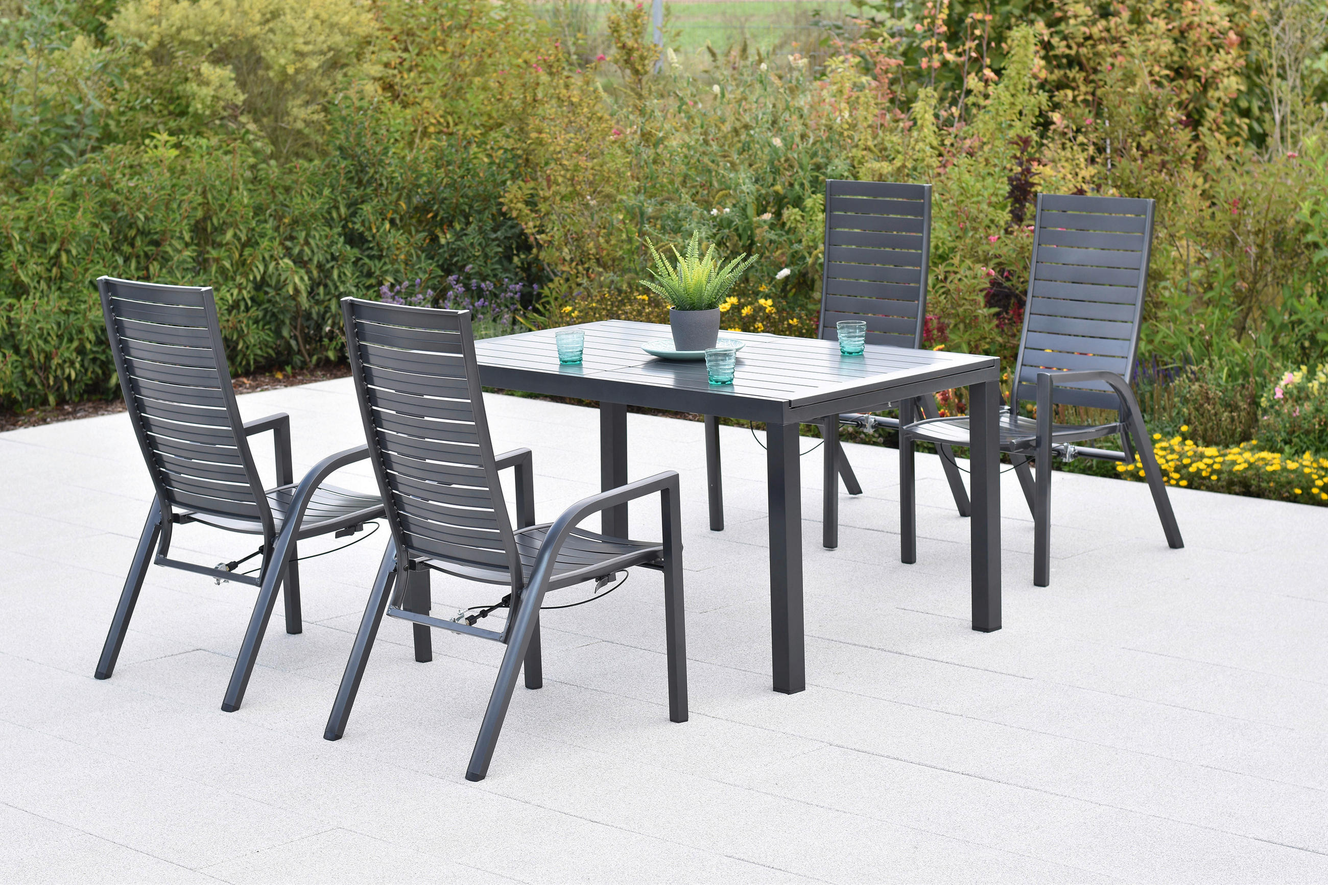 GARTENTISCHGRUPPE  - Graphitfarben, KONVENTIONELL, Metall - Gardenson
