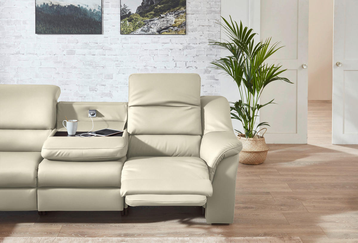 ECKSOFA  in Echtleder Creme  260/324 cm  - Creme/Schwarz, KONVENTIONELL, Leder/Kunststoff (260/324cm) - Cantus