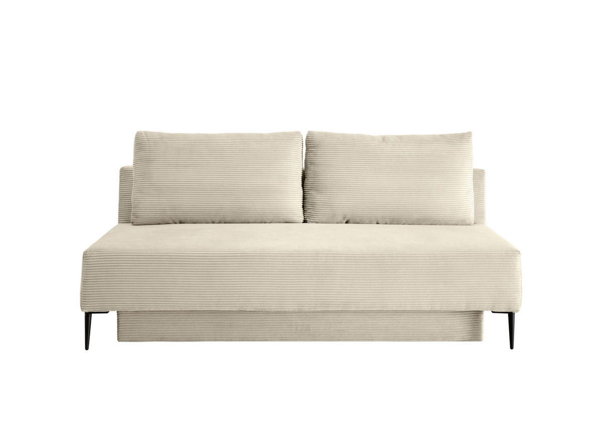SCHLAFSOFA in Cord Beige  - Beige/Schwarz, Modern, Textil/Metall (198/90/100cm) - Livetastic