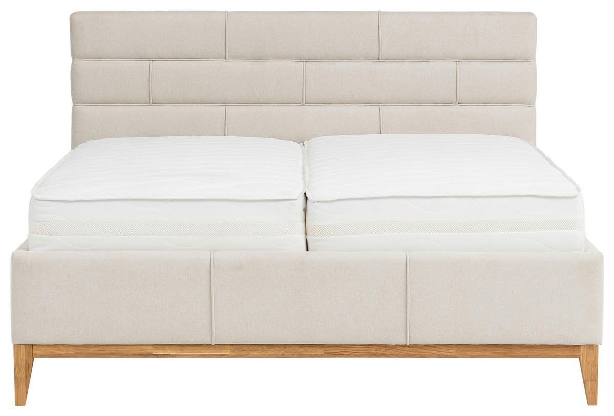 KÁRPITOZOTT ÁGY 180/200 cm  bézs  - bézs, Basics, műanyag/textil (180/200cm) - Carryhome