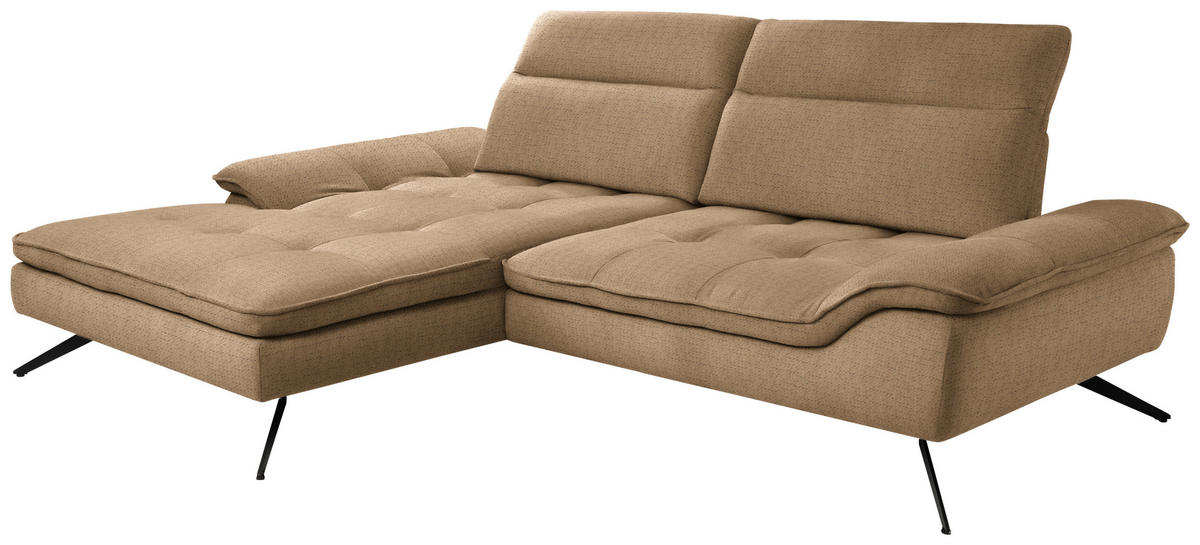 ECKSOFA in Chenille Rostfarben  - Rostfarben/Schwarz, Design, Textil/Metall (179-202/288cm) - Stylife