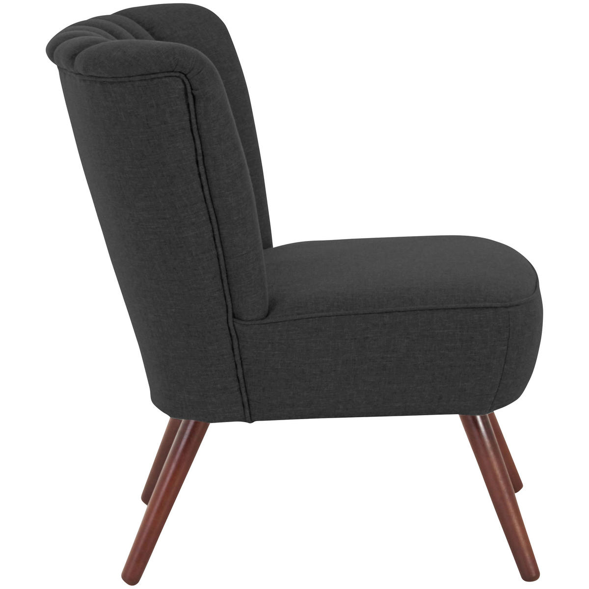 SESSEL in Flachgewebe, Leinenoptik Schwarz  - Nussbaumfarben/Schwarz, Design, Holz/Textil (70/80/66cm) - Max Winzer