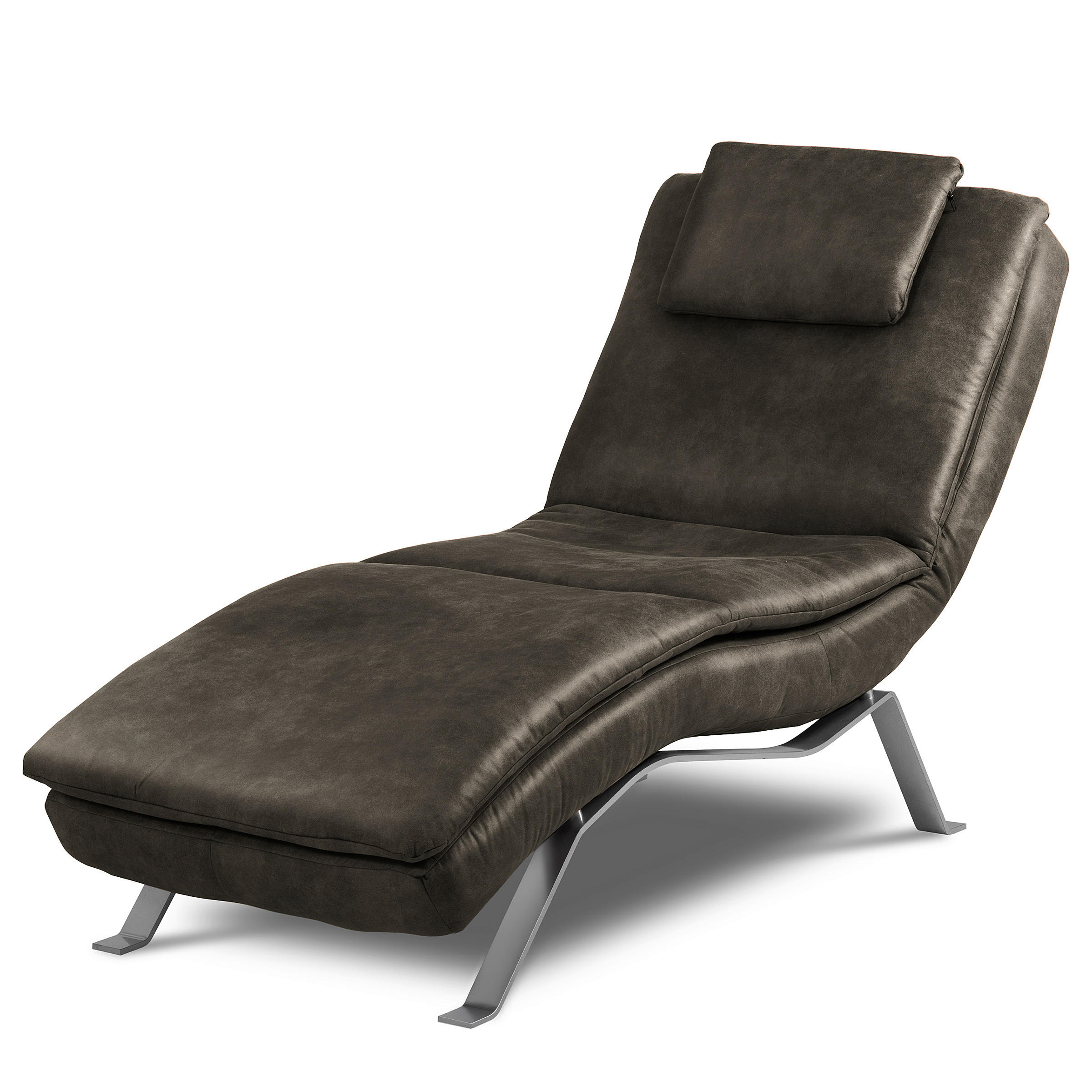 RELAXLIEGE in Lederlook Anthrazit  - Anthrazit/Silberfarben, Design, Textil/Metall (65/95/171cm) - Celina Home