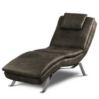 RELAXLIEGE in Lederlook Anthrazit  - Anthrazit/Silberfarben, Design, Textil/Metall (65/95/171cm) - Celina Home