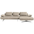 ECKSOFA  in Chenille Beige Rückenkissen, Armlehnenkissen  334/168 cm  - Beige/Schwarz, Design, Textil/Metall (334/168cm) - Dieter Knoll
