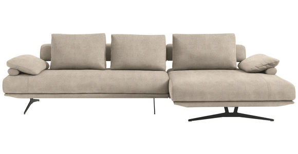 ECKSOFA  in Chenille Beige Rückenkissen, Armlehnenkissen  334/168 cm  - Beige/Schwarz, Design, Textil/Metall (334/168cm) - Dieter Knoll