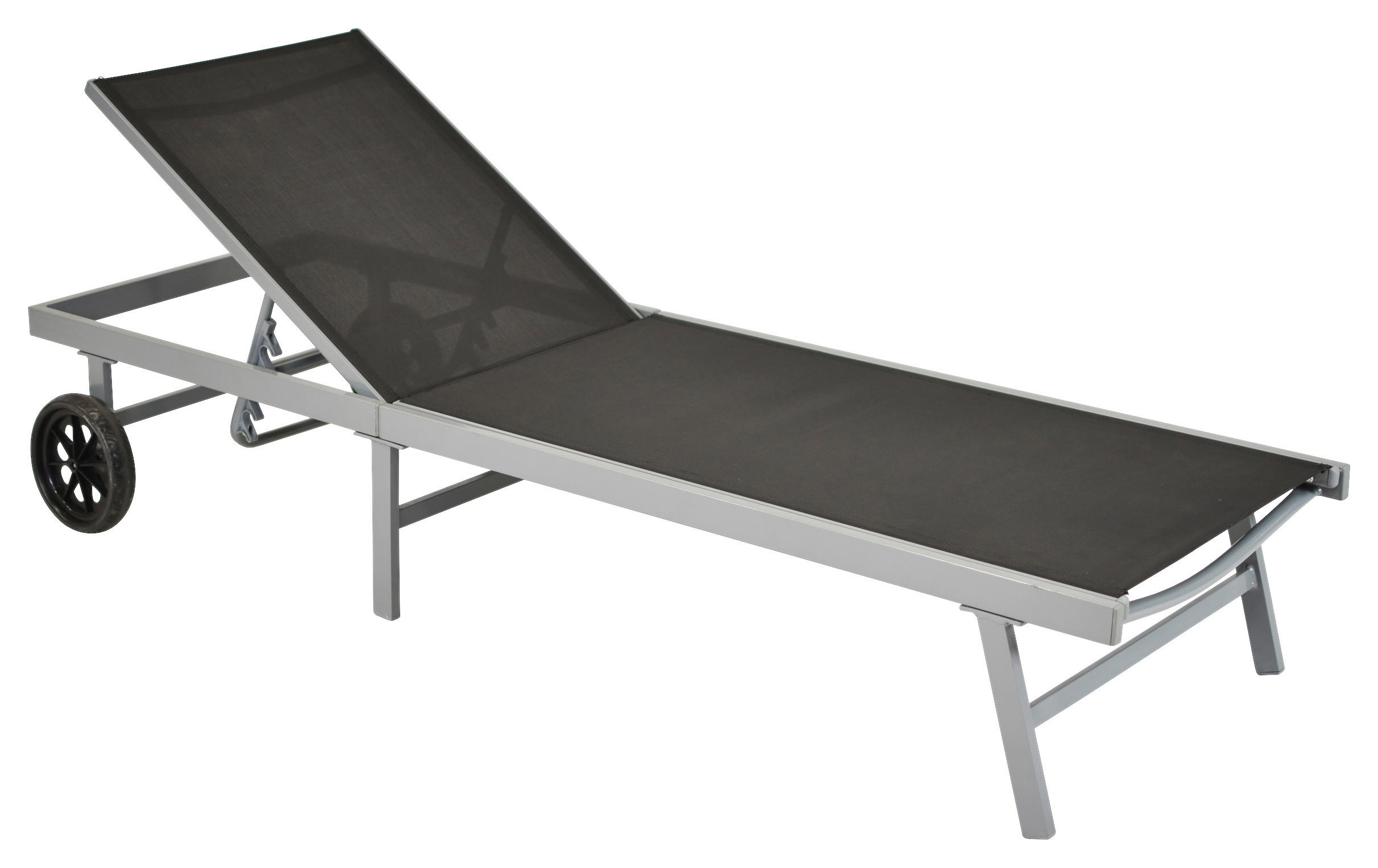 GARTENLIEGE 201/98/65 cm  - Silberfarben/Grau, MODERN, Kunststoff/Metall (201/98/65cm) - Gardenson