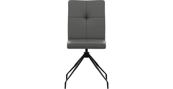 STUHL  Lederauswahl, Sitzfläche 180° drehbar  Echtleder  - Dunkelgrau, Design, Leder/Metall (45/96/58cm) - Moderano