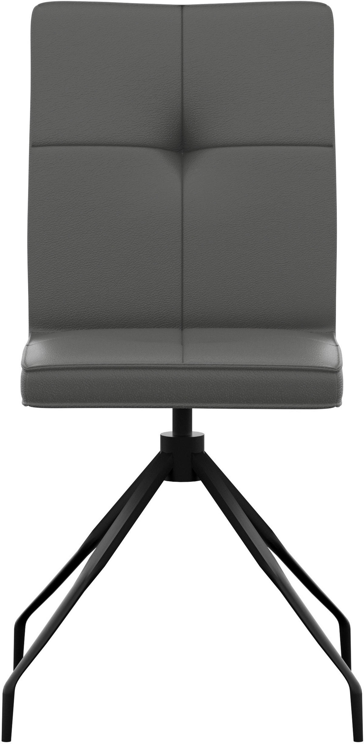 STUHL Echtleder Dunkelgrau  - Dunkelgrau, Design, Leder/Metall (45/96/58cm) - Moderano