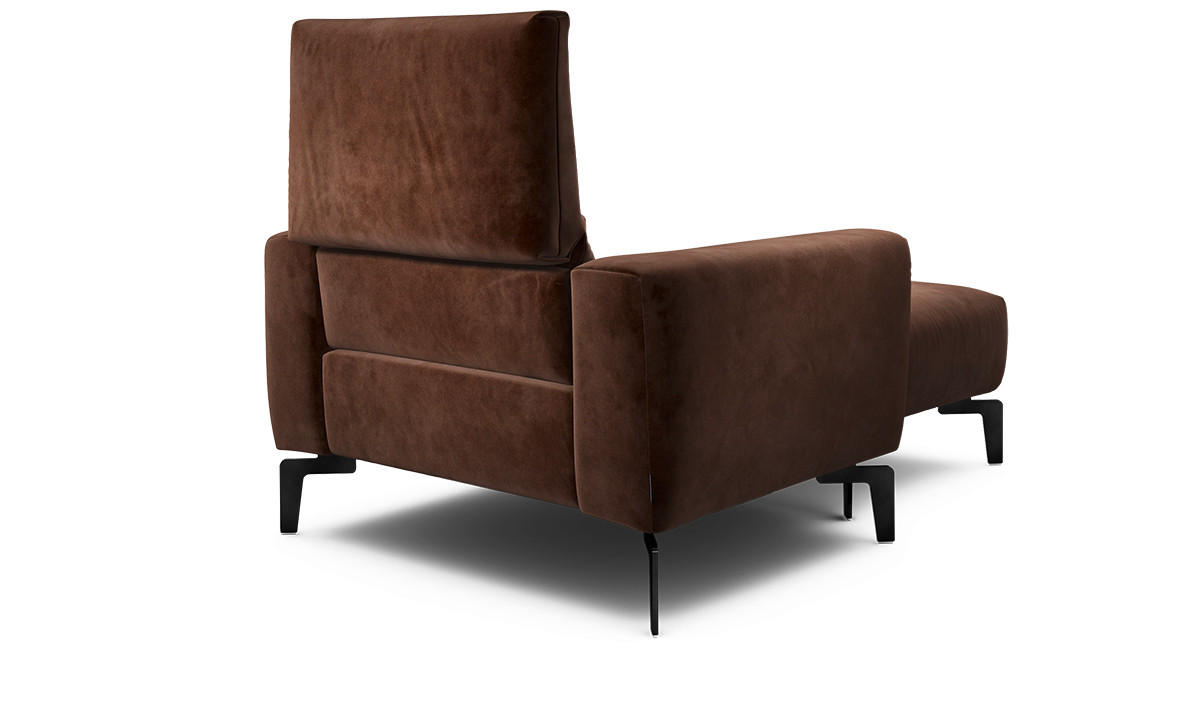 Sessel inkl. Hocker Samt    - Schwarz/Braun, Design, Textil/Metall (110/85/86-94cm) - SENSOO