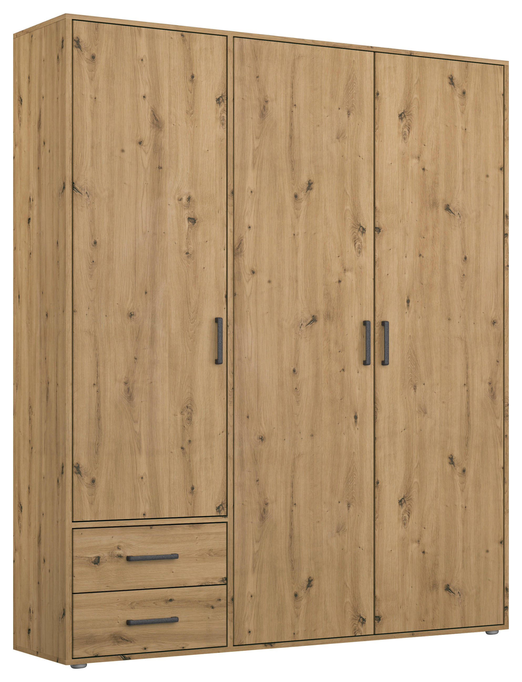 DREHTÜRENSCHRANK 140/194/53 cm,  in Eiche Artisan, 3 Tür(en)  - Eiche Artisan/Grau, MODERN, Holzwerkstoff/Kunststoff (140/194/53cm) - Rauch Möbel