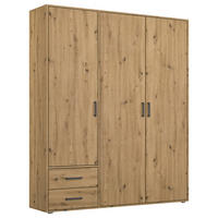 DREHTÜRENSCHRANK 140/194/53 cm,  in Eiche Artisan, 3 Tür(en)  - Eiche Artisan/Grau, MODERN, Holzwerkstoff/Kunststoff (140/194/53cm) - Rauch Möbel