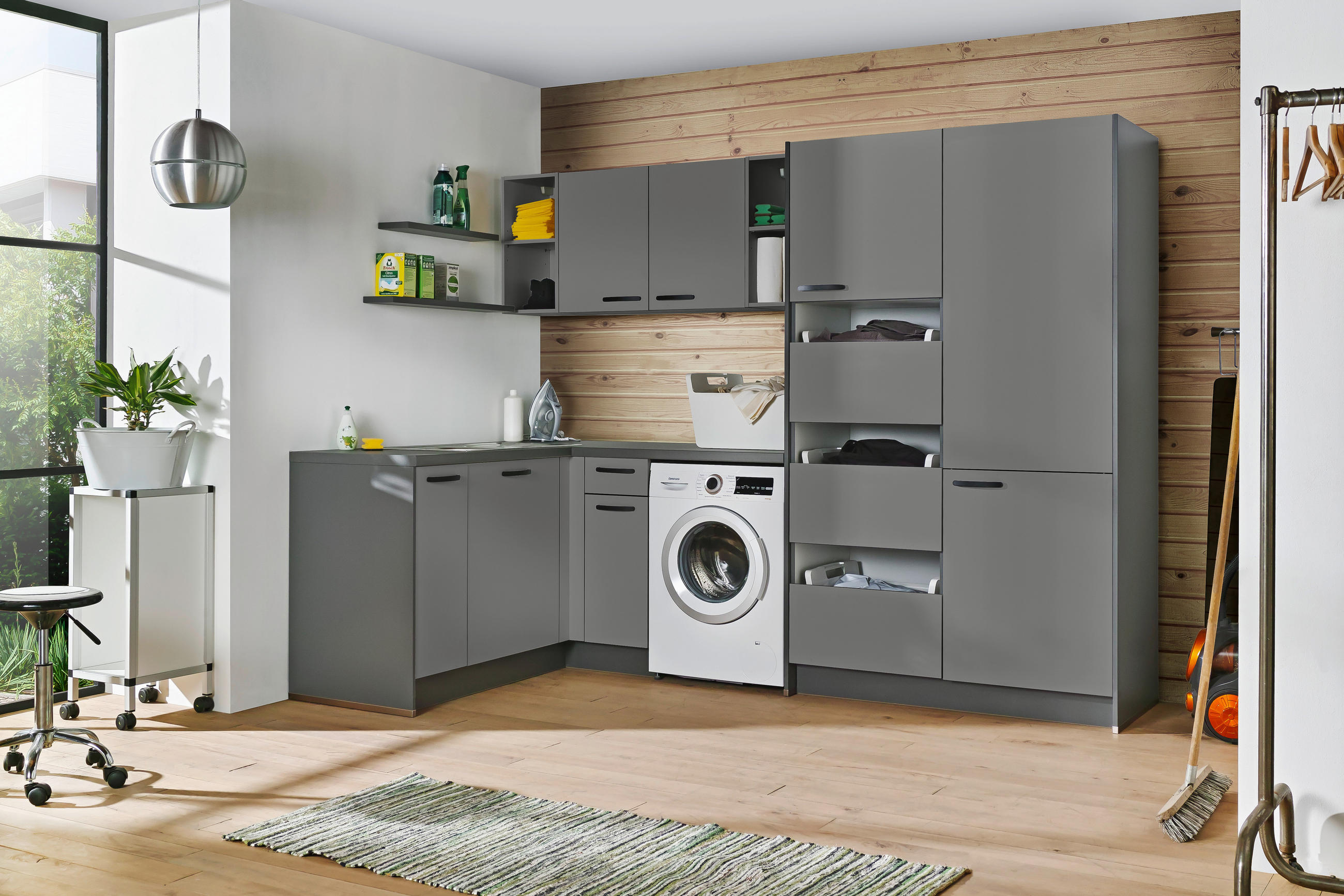 HAUSWIRTSCHAFTSRAUM  in Anthrazit  - Anthrazit, Basics, Holzwerkstoff (160/280cm) - Welnova