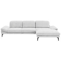 ECKSOFA in Chenille Weiß  319/188 cm  - Schwarz/Weiß, Design, Textil/Metall (319/188cm) - Beldomo System