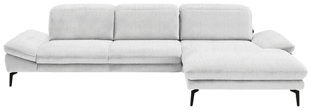 ECKSOFA in Chenille Weiß  319/188 cm  - Schwarz/Weiß, Design, Textil/Metall (319/188cm) - Beldomo System