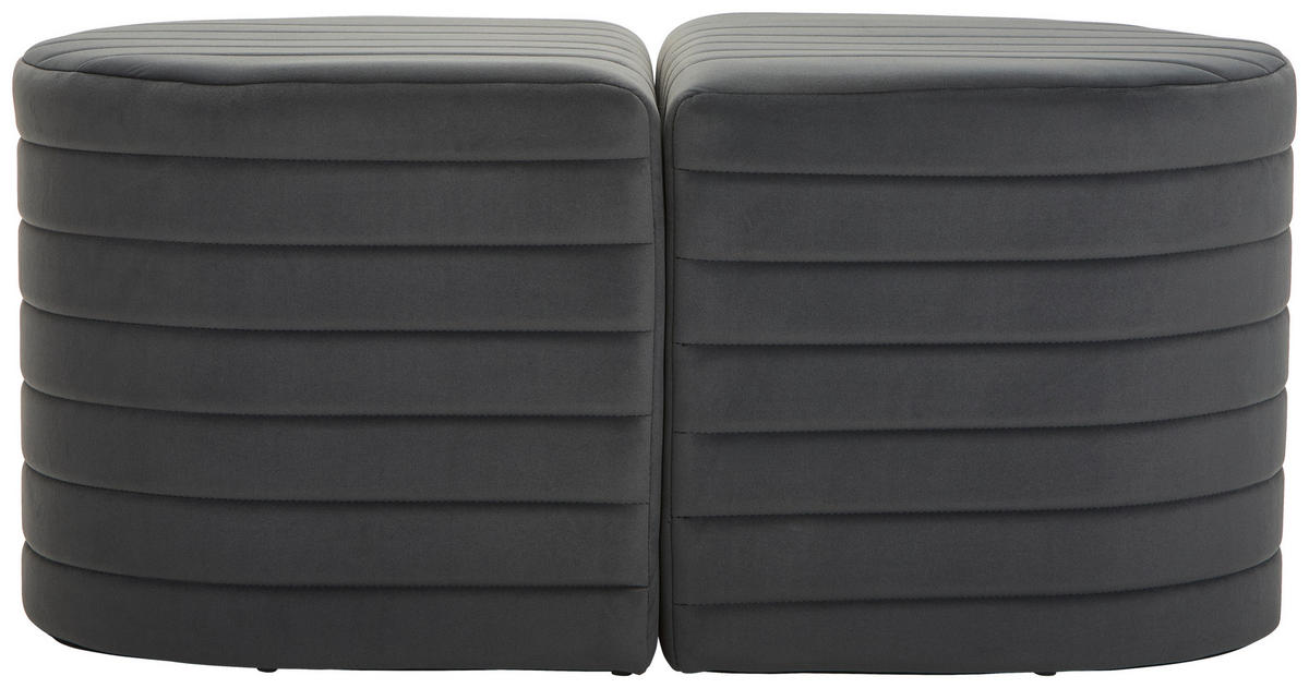 HOCKERBANK 50/50/44/44/50/50 cm Samt Dunkelgrau  - Dunkelgrau/Schwarz, Design, Textil (50/50/44/44/50/50cm) - MID.YOU