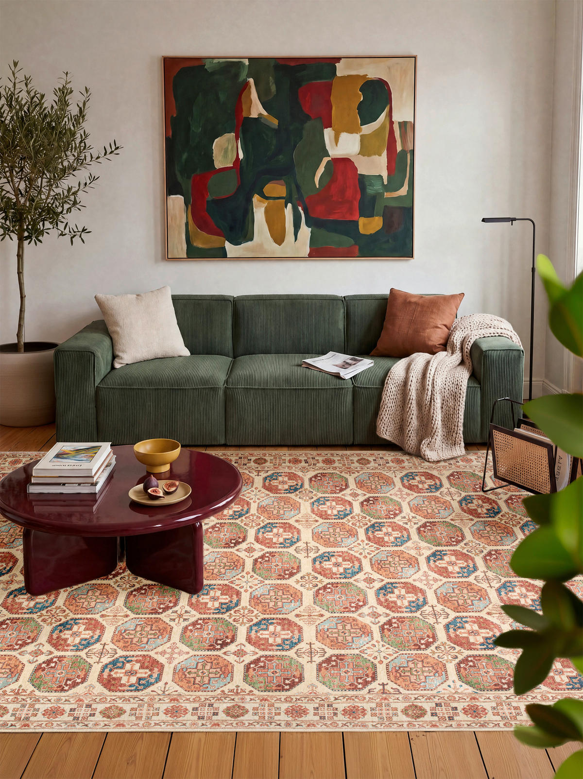 VINTAGE-TEPPICH Living Bathian 240/340 cm  in Creme, Terracotta, Graublau  - Graublau/Terracotta, LIFESTYLE, Kunststoff/Textil (240/340cm) - Lindorug
