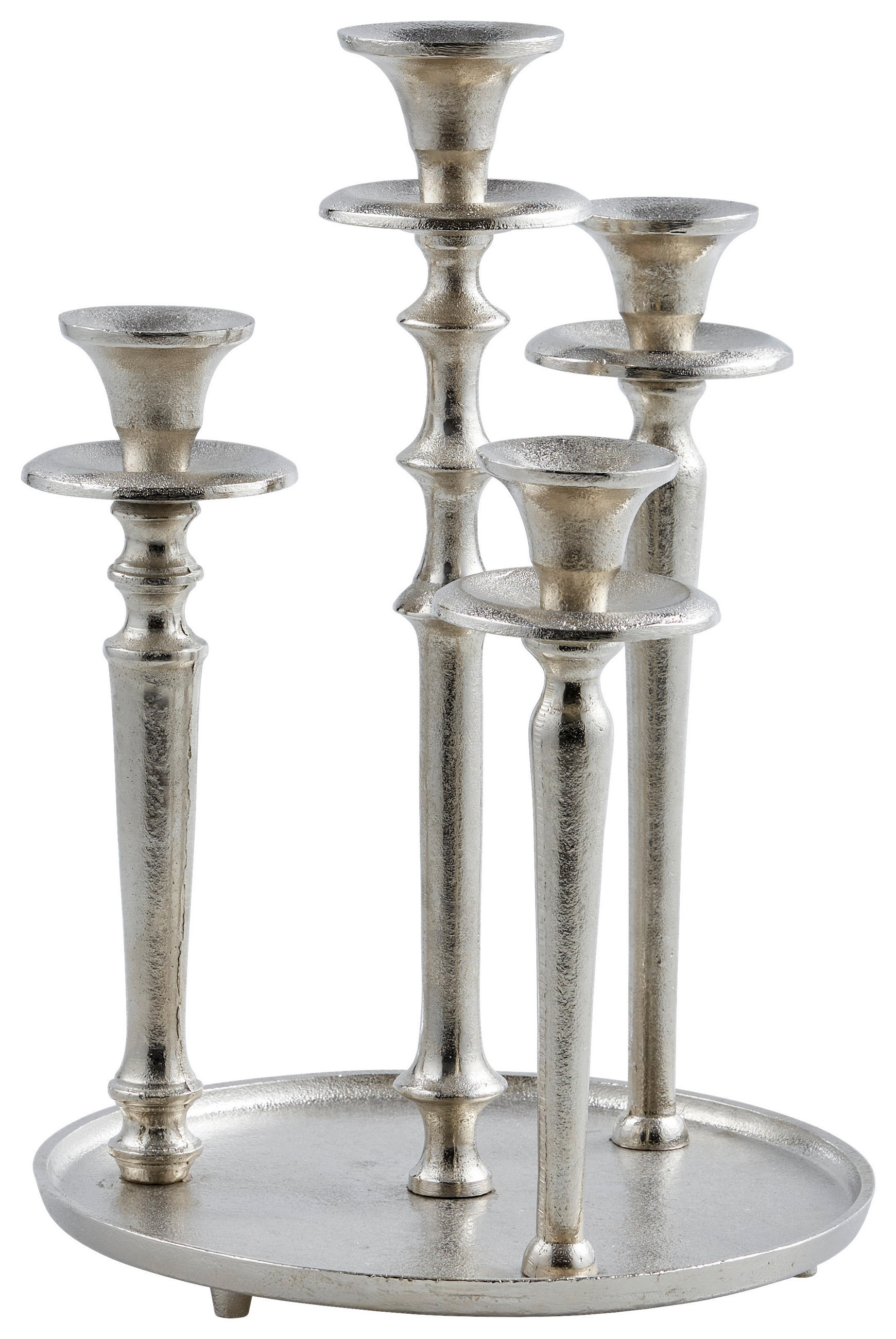 KERZENHALTER - Nickelfarben, Design, Metall (24,5/36/24,5cm) - Ambia Home