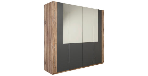 DREHTÜRENSCHRANK  in Graphitfarben, Eichefarben  - Eichefarben/Silberfarben, KONVENTIONELL, Glas/Holzwerkstoff (228/215/60cm) - Carryhome