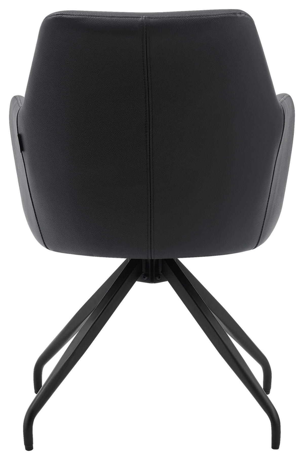 STOLICA S NASLONOM ZA RUKE  crna  drvo, metal, koža      - crna, Moderno, koža/drvo (57,5/83,5/63cm) - Livetastic