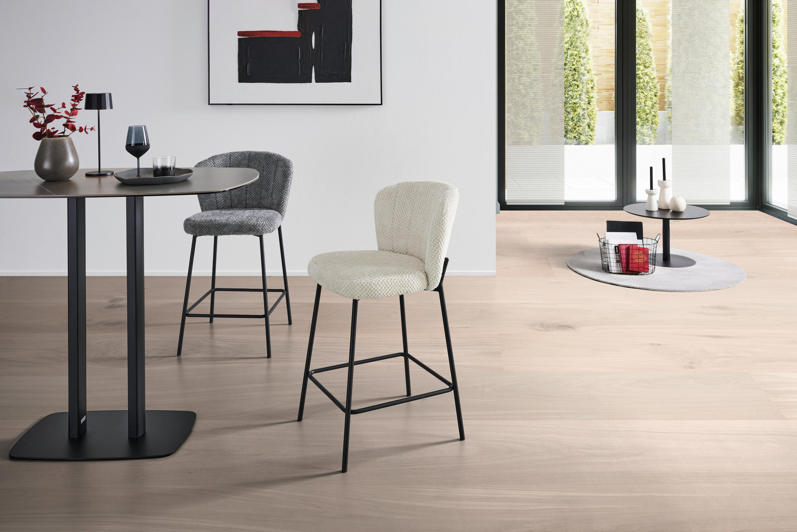Thumbnail - Livetastic Barhocker, Grau, Holz, Metall, Textil, Pappel, Sperrholz, Rundrohr, 55x101x59 cm, Bsci, Esszimmer, Barmöbel, ...