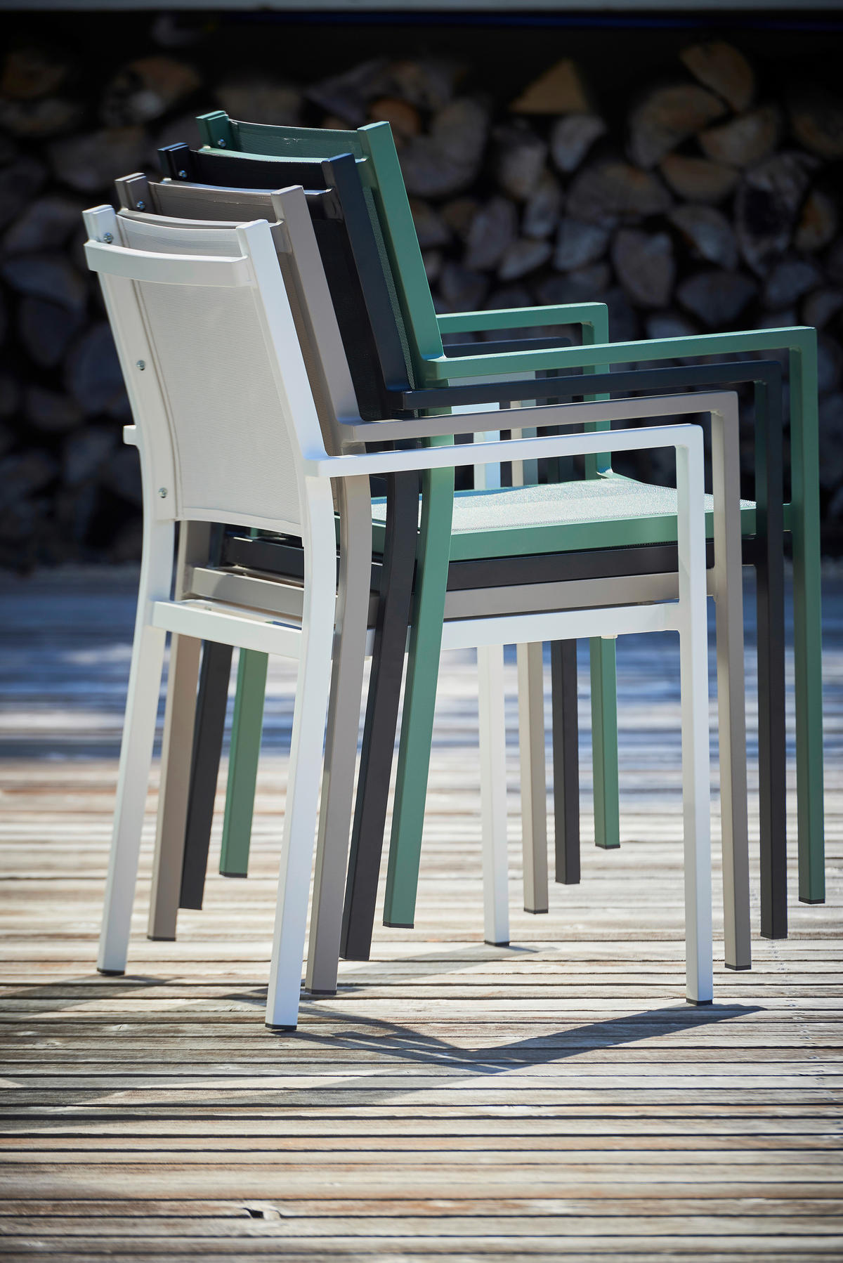 STAPELSESSEL Aluminium Grün  - Grün, MODERN, Textil/Metall (54/88/53cm) - FIAM