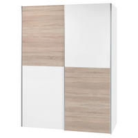 ŠATNÍ SKŘÍŇ S POSUVNÝMI DVEŘM, bílá, Sonoma dub, 170/195/59 cm - bílá/barvy stříbra, Konvenční, kov/kompozitní dřevo (170/195/59cm) - Carryhome