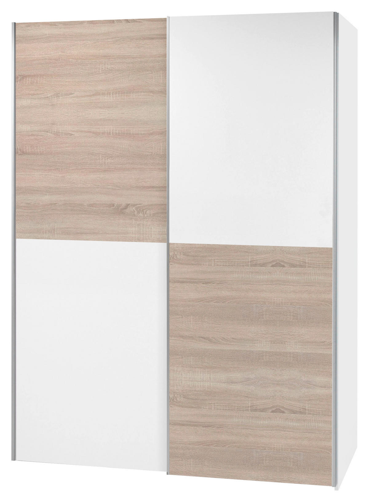 ŠATNÍ SKŘÍŇ S POSUVNÝMI DVEŘM, bílá, Sonoma dub, 170/195/59 cm - bílá/barvy stříbra, Konvenční, kov/kompozitní dřevo (170/195/59cm) - Carryhome