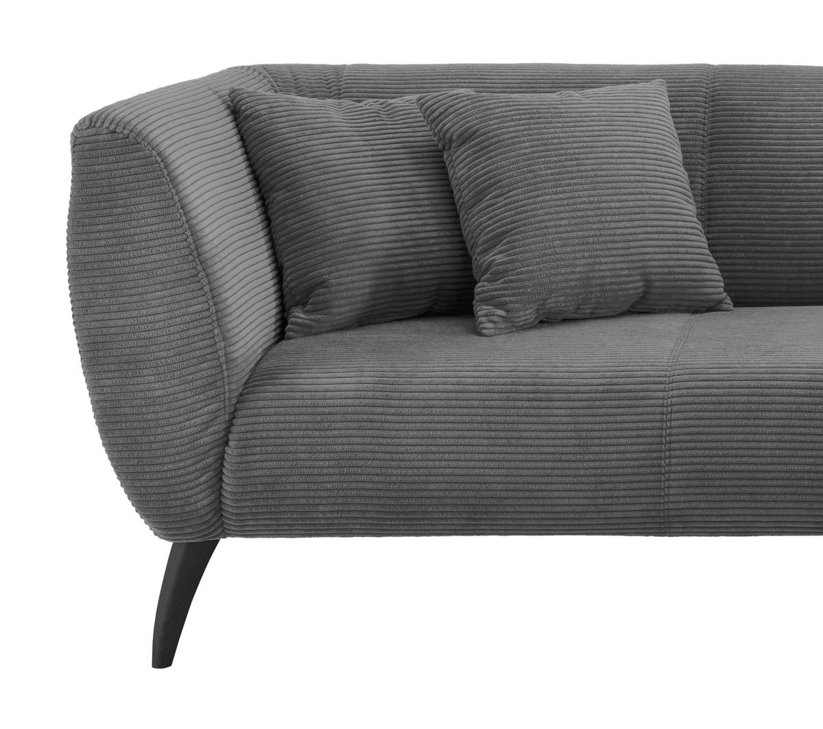ECKSOFA in Cord Grau  - Schwarz/Grau, Modern, Holz/Textil (264/160cm) - MID.YOU