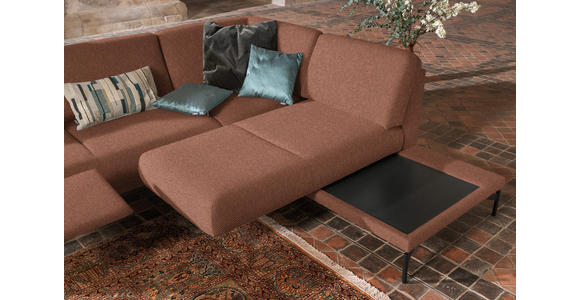 ECKSOFA in Flachgewebe, Struktur Rostfarben  - Rostfarben/Anthrazit, Design, Textil/Metall (254/230cm) - Ambiente